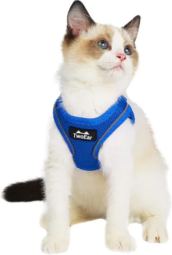 Miniatura 13 de TwoEar Arnés de gato a prueba de escape, suave chaleco ajustable para perro, de malla transpirable, chaqueta reflectante de fácil control para Negro