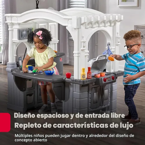 Miniatura 2 de Step2 Grand Walk-in - Juego de cocina y parrilla para niños, cocineta para interiores y exteriores, juego interactivo con luces y sonidos, plástico