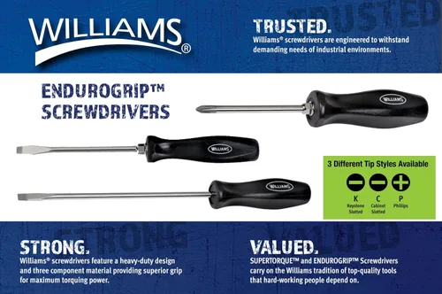 Miniatura 6 de Williams JHWSDE-53 Endurogrip Destornillador ranurado para gabinete con mango de agarre cómodo de primera calidad, longitud de hoja de 3 pulgadas