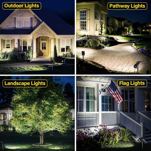Miniatura 2 de ROSHWEY Focos solares para exteriores, focos de 600 lúmenes, impermeables, iluminación exterior de inundación para entrada, patio, jardín, paisaje