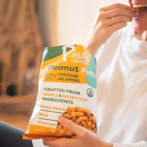 Miniatura 6 de Pnuff Crunch Puffs de Mantequilla de Maní - Bocadillos saludables, aperitivos bajos en calorías, aperitivos sin gluten, veganos, ricos en proteínas
