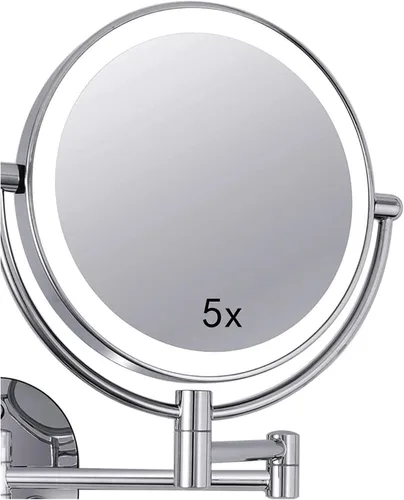Miniatura 6 de Wall-Mounted Makeup Mirror LED Lighted Makeup Mirror Wall Mount 8 Inches 5X Magnified Double-Sided Vanity Mirror with Lights