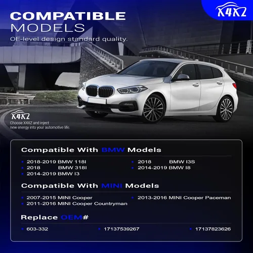 Miniatura 2 de X4XZ 603-332 Tanque de expansión del depósito de refrigerante del motor con tapa para Mini Cooper/BMW 118i 318i i3 i3s i8 Reemplazar # 17137539267