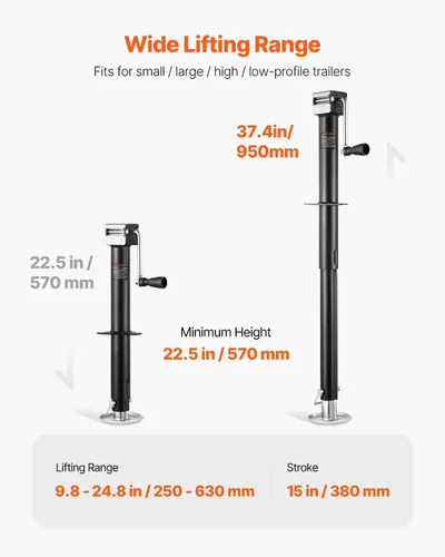 Miniatura 5 de VEVOR Gato de Remolque A-Frame de 2000 Libras, 13-3/4 Pulgadas de Viaje Vertical, Soporte de Gato de Remolque con Asa para Caballos
