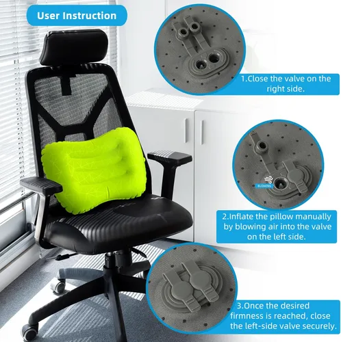 Miniatura 4 de Almohada de camping Crisonky - Almohada inflable - Almohada de viaje para mochileros y avión, soporte lumbar 2.0, almohada inflable, ultraligera
