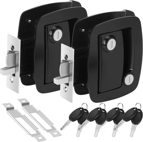 Miniatura 9 de WELLUCK Cerradura de puerta de entrada para autocaravana con cerrojo de paleta, manija de pestillo de puerta de cámper 100% metal, kit de repuesto