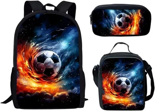 Miniatura 129 de HUGS IDEA Juego de 3 bolsas escolares con aislamiento térmico para el almuerzo, estuche para lápices
