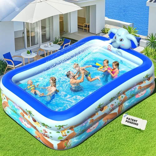 Piscinas inflables con aspersor, piscina inflable de elefante mejorada, piscinas para niños para patio trasero, piscina inflable grande para