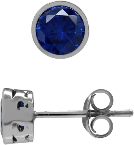 Silvershake Aretes tipo dormilona de plata de ley 925 chapados en oro blanco o amarillo con piedra natal de 0.197 in con forma redonda pequeña de