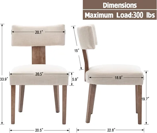 Miniatura 2 de Shunzhi Juego de 2 sillas de comedor modernas de mediados de siglo, sillas tapizadas de madera para comedor, sillas de cocina estilo granja, sillas