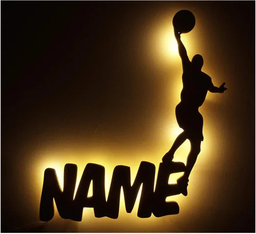 Luz nocturna de baloncesto personalizada, regalos para niños, entrenadores, hombres, niñas, mujeres, decoración única, lámpara LED, luz nocturna