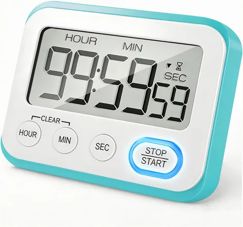 Miniatura 8 de Temporizador de cocina digital magnético con alarma potente, pantalla LCD grande silenciosa/con pitido, multifunción para maestros, aula, niños