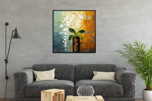 Miniatura 3 de Wieco Art Arte enmarcado La belleza de la vida 100% pintado a mano, ilustraciones modernas, abstractas florales al óleo sobre lienzo, arte de pared