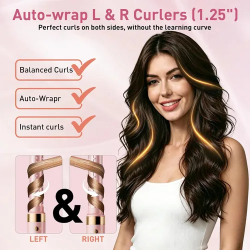 Miniatura 4 de Mythsight Dual Voltage StyleVibe 8-en-1 Secadora de pelo y cepillo secador de pelo con estuche de viaje - Rulos de envoltura automática (L/R)