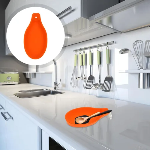 Miniatura 4 de Cabilock 2 soportes de silicona para cucharas y almohadillas de almacenamiento de utensilios de cocina para estufa, sin diseño, ideal para cuchara