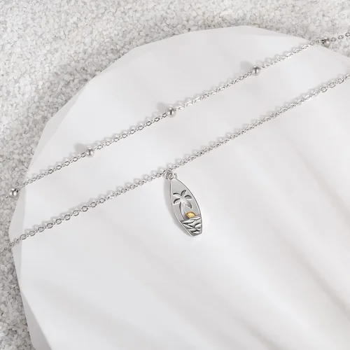 Miniatura 145 de CHIC & ARTSY Tobilleras delicadas de plata de ley S925 para verano, pulsera de tobillo ajustable multicapa para playa, joyería de pie para mujer