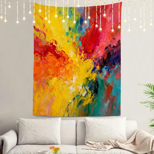 Miniatura 94 de Shrahala Tapiz de pared azul brillante, acuarela azul degradado para colgar en la pared, tapiz grande decorativo de fibra de poliéster, dobladillo