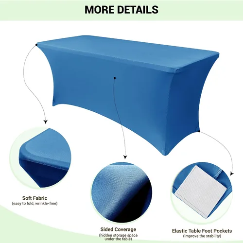 Miniatura 3 de Obstal Funda de mesa de elastano elástica de 4 pies para mesas plegables estándar, paquete de 2 manteles rectangulares universales ajustables