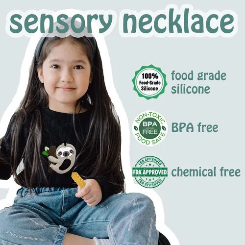 Miniatura 4 de Collares masticables para niños sensoriales, 6 unidades, collares masticables juguetes sensoriales para niños y niñas con autismo, TDAH, ansiedad