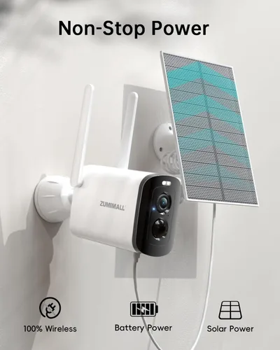 Miniatura 2 de ZUMIMALL Cámaras de seguridad solares inalámbricas para exteriores, cámara 2K para seguridad del hogar, puerta delantera, patio y garaje, sin Blanco