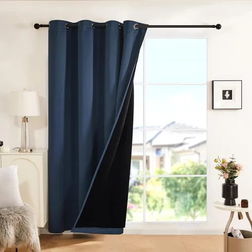 Miniatura 28 de Deconovo Cortinas 100% opacas, cortinas de ventana con aislamiento térmico, paneles reductores de ruido, cortinas de forro negro, con ojales