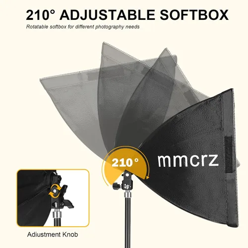 Miniatura 3 de Paquete de 2 kits de iluminación profesional Softbox, luces de estudio de 16 x 16 pulgadas con bombillas LED E27 de 85 W 2700-6500 K, iluminación