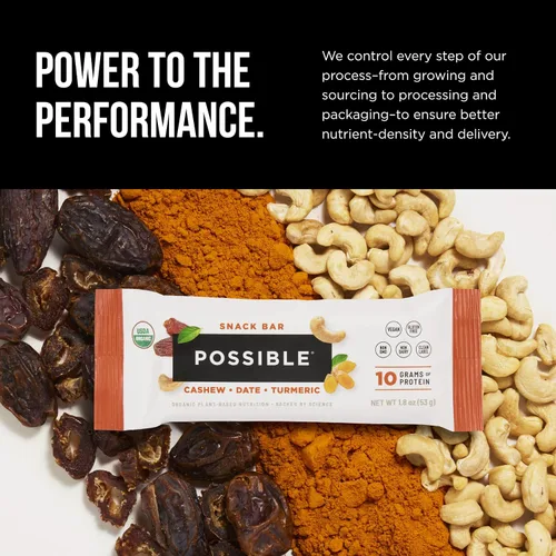 Miniatura 3 de POSSIBLE Snack Bar - Snack de comida integral para apoyar un estilo de vida saludable y activo, 0.35 onzas de proteína orgánica a base de plantas