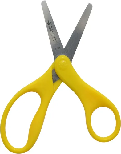 Miniatura 8 de Westcott Tijeras para niños de 5 pulgadas, romas, paquete de 12 (4 amarillas, 4 rojas, 4 azules)