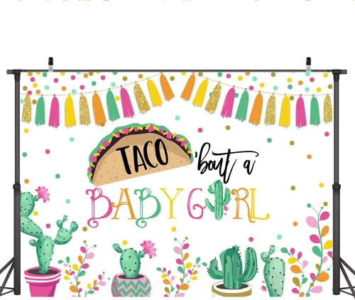 Miniatura 6 de Lofaris Taco Bout a Baby Girl - Telón de fondo para fiesta mexicana, decoración de baby shower, cactus neutro, sombrero de vaquero, banderas