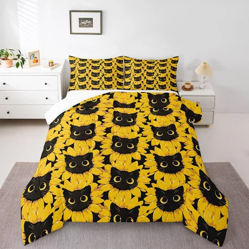 Miniatura 22 de Juego de edredón de calabaza para niños, con estampado de calabaza, estilo Halloween, juego de ropa de cama para niños, juego de ropa de cama