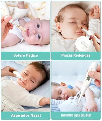 Miniatura 6 de Kit de cuidado de la salud y aseo para bebés, kit de cortadora de uñas de seguridad eléctrica, kit de cuidado para recién nacidos con peine de Blanco