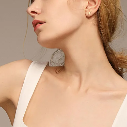 Miniatura 2 de Shcyee Aretes de plata de ley 925 con diseño de rayos para mujeres y hombres, hipoalergénicos, para uso diario, joyería de regalo