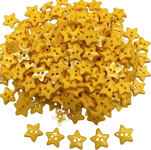 Queenbox 30 botones de estrella de cinco puntas de 0.59 pulgadas con 2 agujeros, botones de costura de resina para tejer, manualidades, costura,