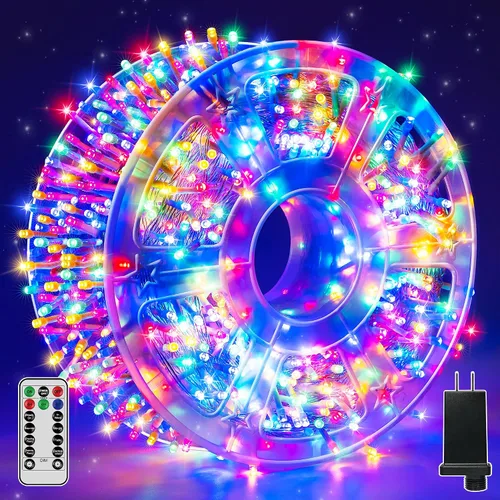 Miniatura 11 de Guhope - Luces de Navidad 600LED 98 pies, luces de cadena impermeables para exteriores con control remoto y temporizador, 8 modos de luces de hadas