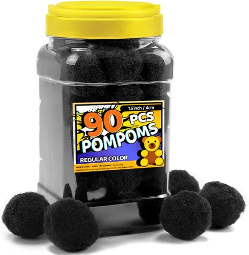 Miniatura 18 de Bundooraking Pompones, 1.5 pulgadas (4cm), 90 piezas bolas grandes multicolor a granel para artes y manualidades, pompones suaves y esponjosos