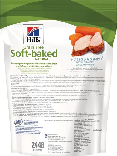 Miniatura 2 de Hill's Sin Cereales Soft Baked Naturals, Para Todas Las Etapas de la Vida, Gran Sabor, Golosinas para Perros, Pollo y Zanahorias, Bolsa de 8 oz
