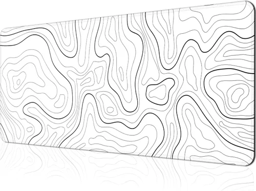 Miniatura 7 de Alfombrilla para mouse para juegos grande 31.5 x 11.8 pulgadas, alfombrilla de teclado topográfica con base antideslizante y bordes cosidos, Negro