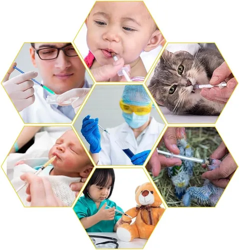 Miniatura 3 de 50 piezas de jeringas de 1 ml con tapas dispensador oral envuelto individualmente en esterilidad para gotero de medicina, recolección de calostro