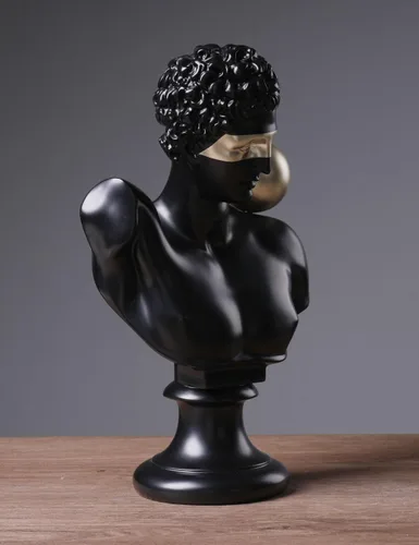 Miniatura 5 de Estatua griega de busto abstracta, escultura moderna, regalo para el hogar, centro de mesa para estantería, escritorio, oficina, negro, 13.8 pulgadas