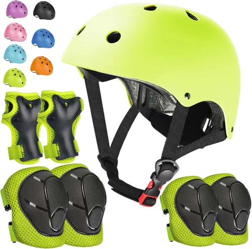 Miniatura 10 de Set de Casco de Bicicleta para Niños, Casco Ajustable para Niños de 3 a 15 Años, para Niños Pequeños, Niños y Niñas, para Varios Deportes, Negro