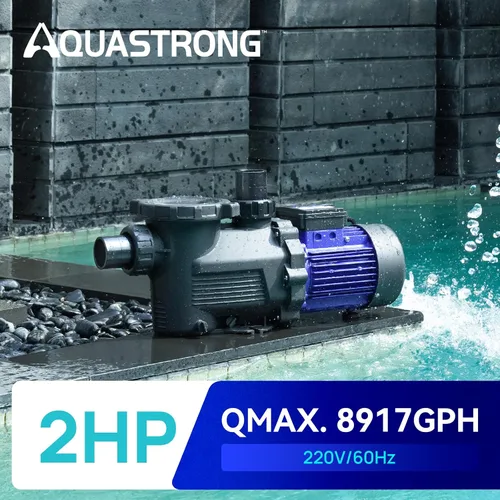 Miniatura 3 de Aquastrong - Bomba de piscina de 2 HP para interior/sobre el suelo, una sola velocidad, 220 V, 8917 GPH, alto flujo, potentes bombas de piscina