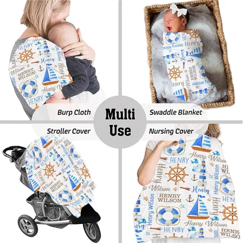 Miniatura 6 de Manta de bebé náutica personalizada, manta de bebé de vida oceánica, manta de bebé océano, manta de bebé con tema oceánico, manta de bebé con Sueños