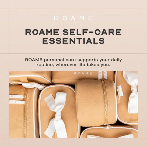 Miniatura 6 de Roame Bolsa de maquillaje para todos los días, bolsa de viaje de lona duradera con cremallera y asa, organizador portátil de artículos de tocador