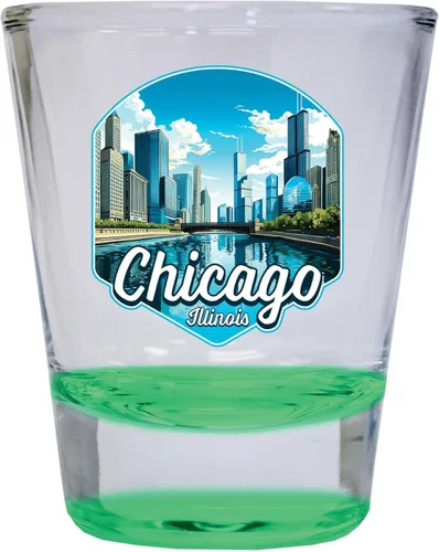 Miniatura 5 de Chicago Illinois A Souvenir - Vaso de chupito redondo transparente de 1.5 onzas Claro Individual