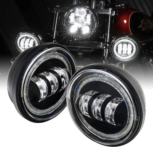 Miniatura 11 de TRUE MODS 2 piezas de 11.4 cm Osram LED Harley luz antiniebla de paso [acabado negro] luz antiniebla de paso para motocicleta Harley Davidson