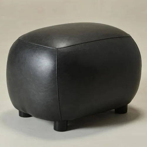 Miniatura 7 de KINWELL Otomana tapizada de piel sintética de 23 pulgadas de ancho, reposapiés moderno de mediados de siglo con asiento acolchado suave, reposapiés
