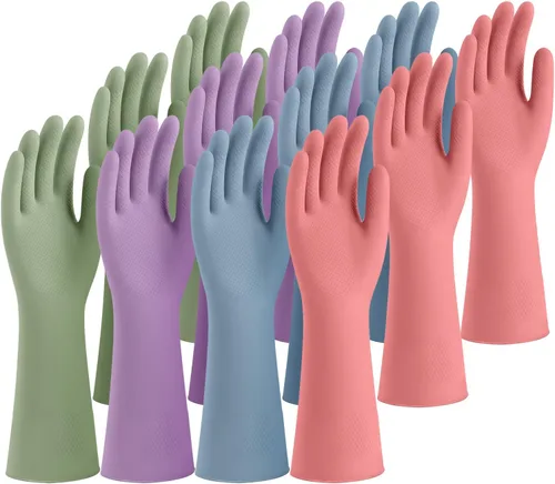 Miniatura 9 de Guantes de limpieza de goma para lavar platos, 4 pares de guantes de cocina reutilizables para lavar platos y limpieza del hogar, guantes de lavar