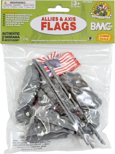 Miniatura 3 de BMC WW2 D-Day Allies Axis Plastic Army Men Banderas 10pc Militar Playset Accesorio