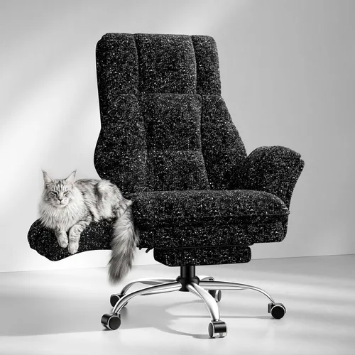 Miniatura 15 de Silla de oficina grande y alta, reposabrazos abatibles para mascotas y patas cruzadas, silla ergonómica ejecutiva para juegos de computadora