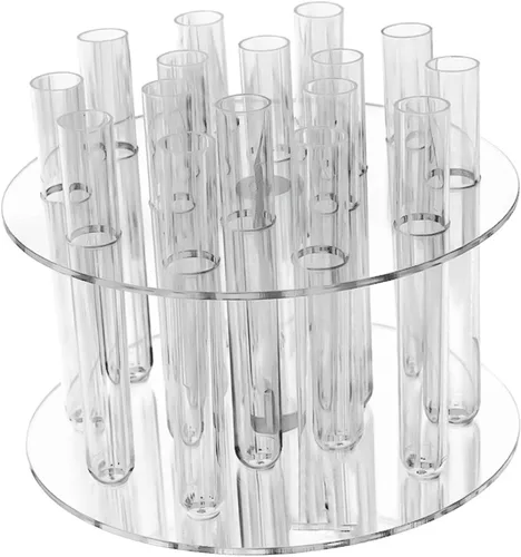 Miniatura 6 de Fenteer Jarrón de tubo de ensayo hidropónico, soporte hidropónico para plantas, florero transparente con 16 tubos de ensayo, florero artístico